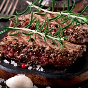 Juicy steak medium rare beef with spices