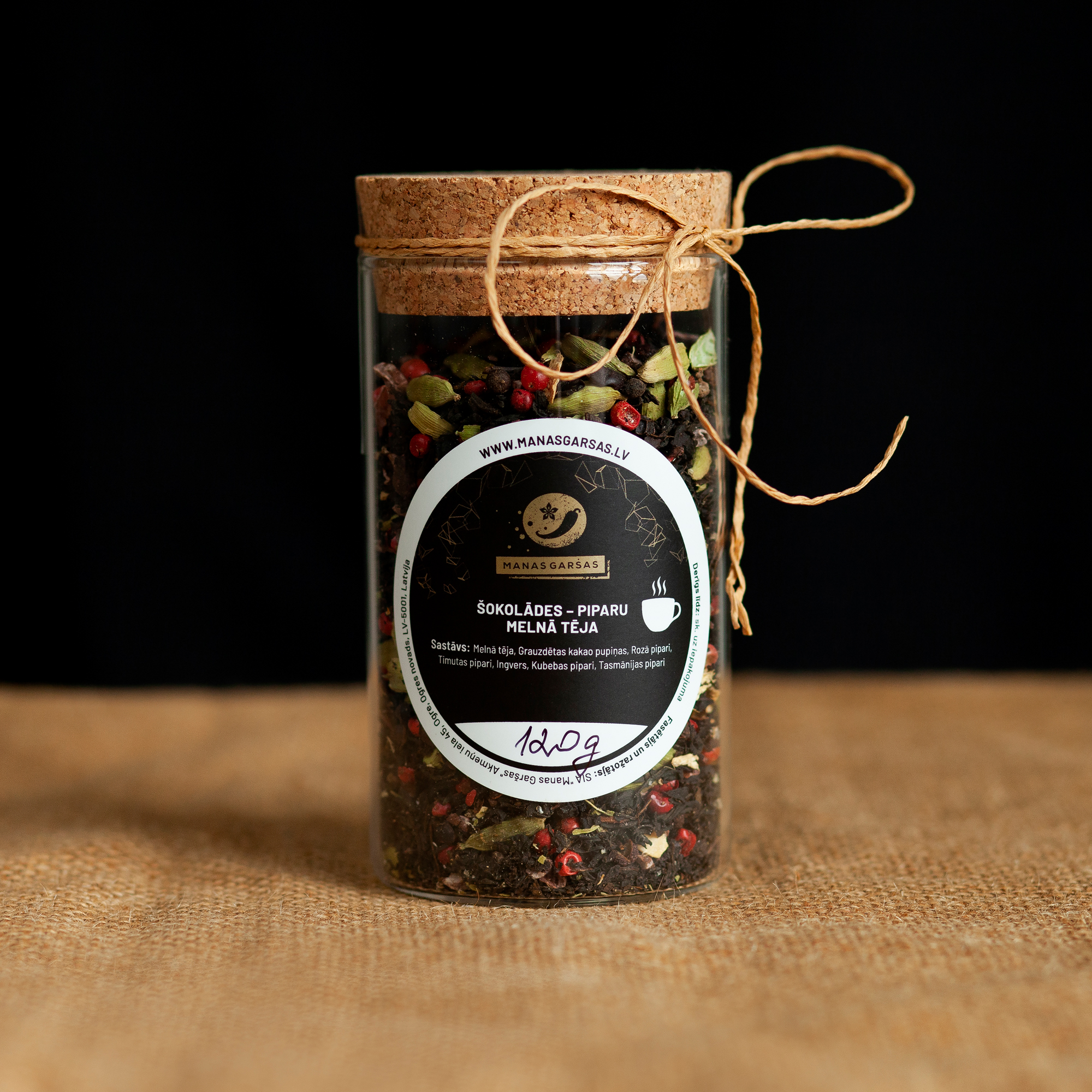 Šokolādes - piparu melnā tēja (stikla burciņā, 120 g) - Image 1