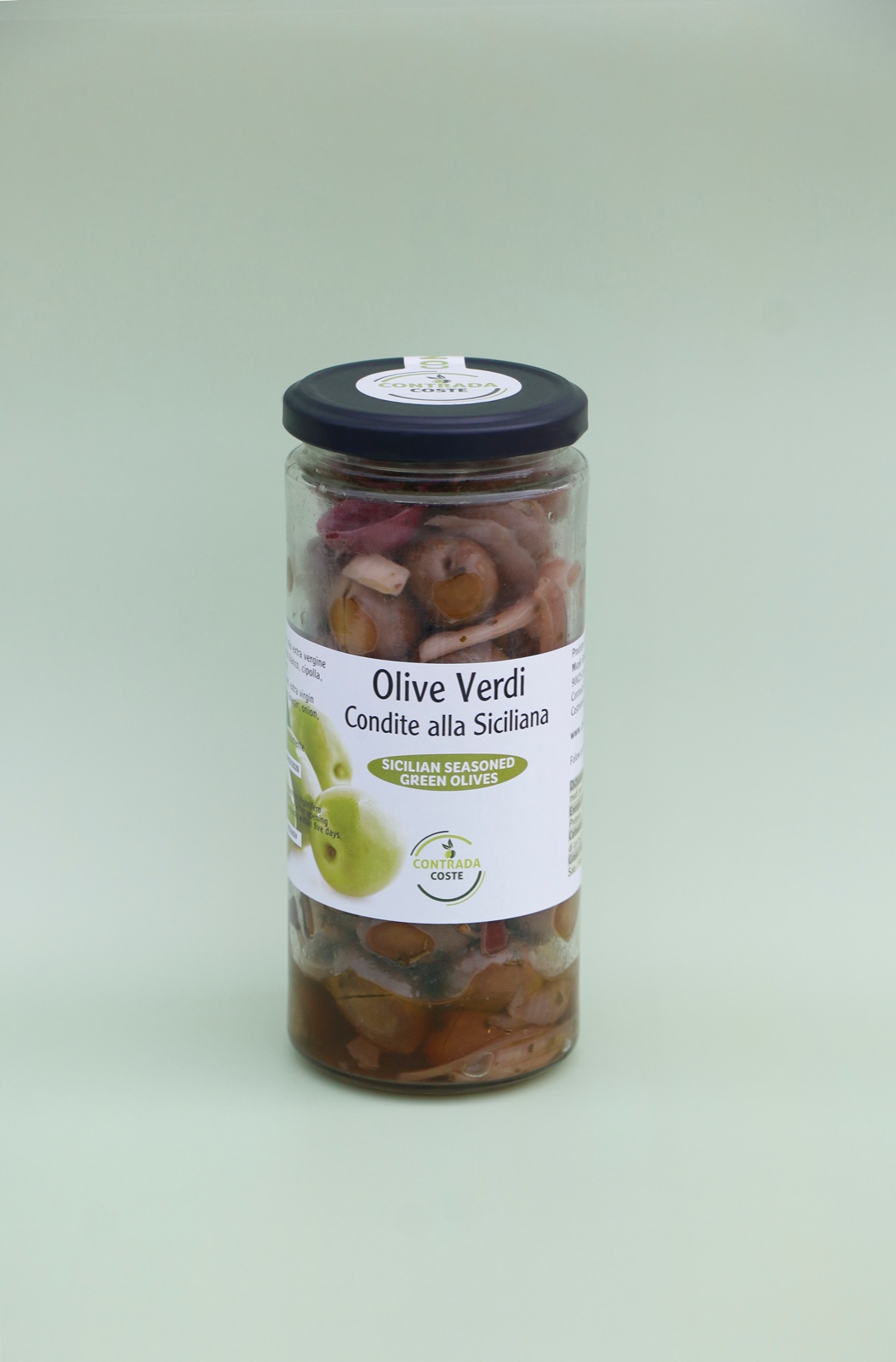 Garšvielotas Sicīlijas zaļās olīvas, 400g - Image 1
